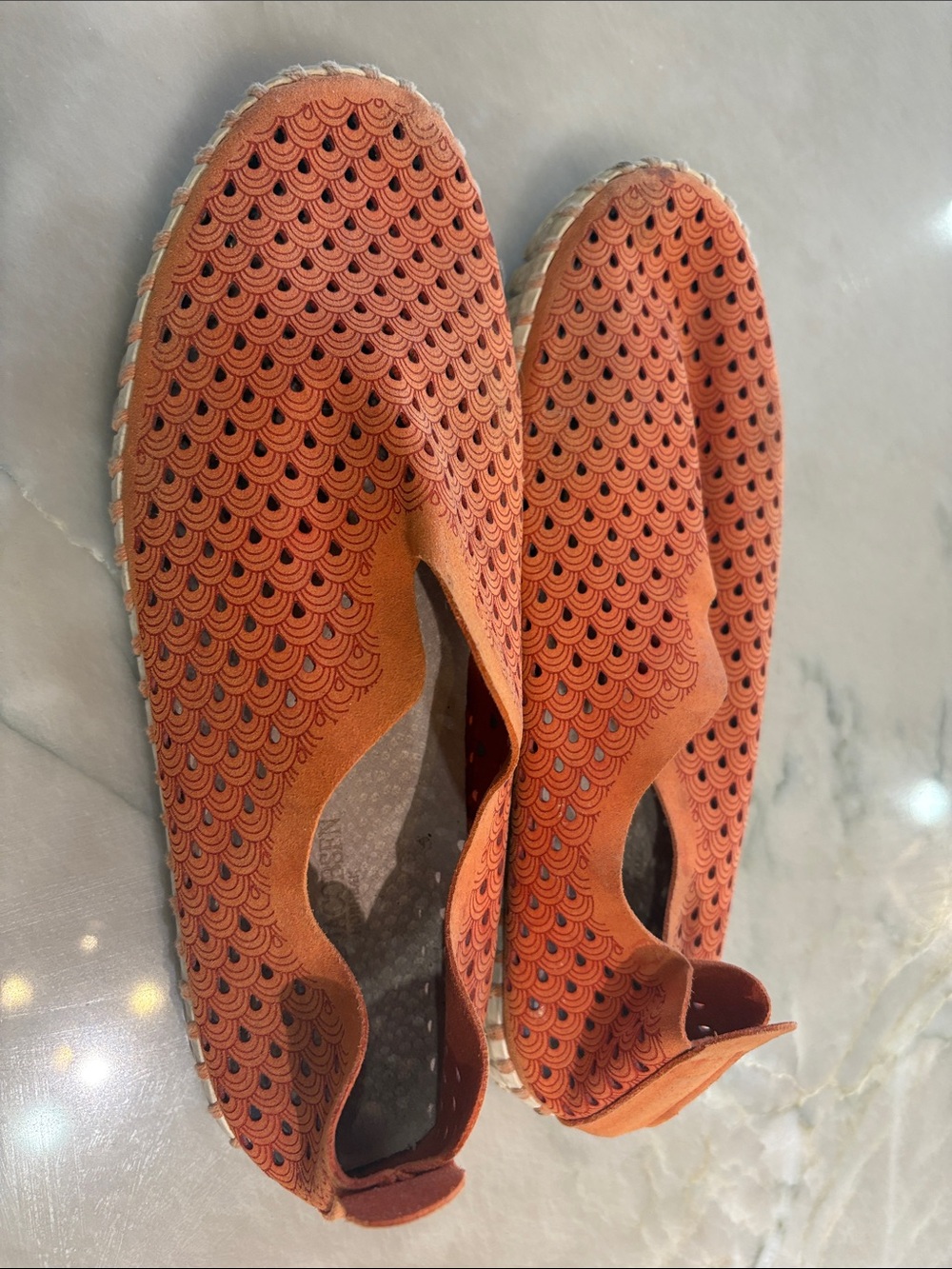 Ilse Jacobsen Orange Patterned Slip-On Loafers